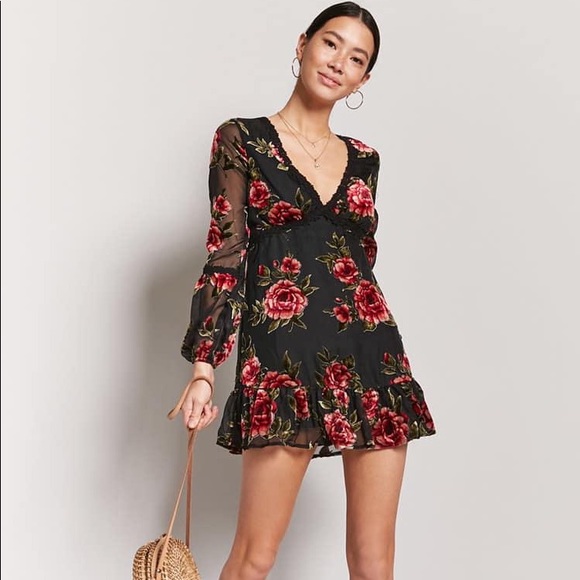 FOREVER 21 Velvet burnout dress - Picture 1 of 7